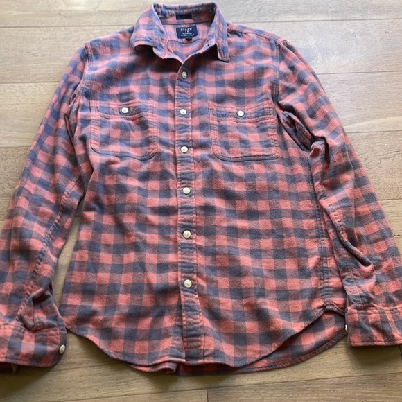 J. Crew Mens Flannel Button Down Shirt Medium Slim Fit Cotton - Picture 3 of 5
